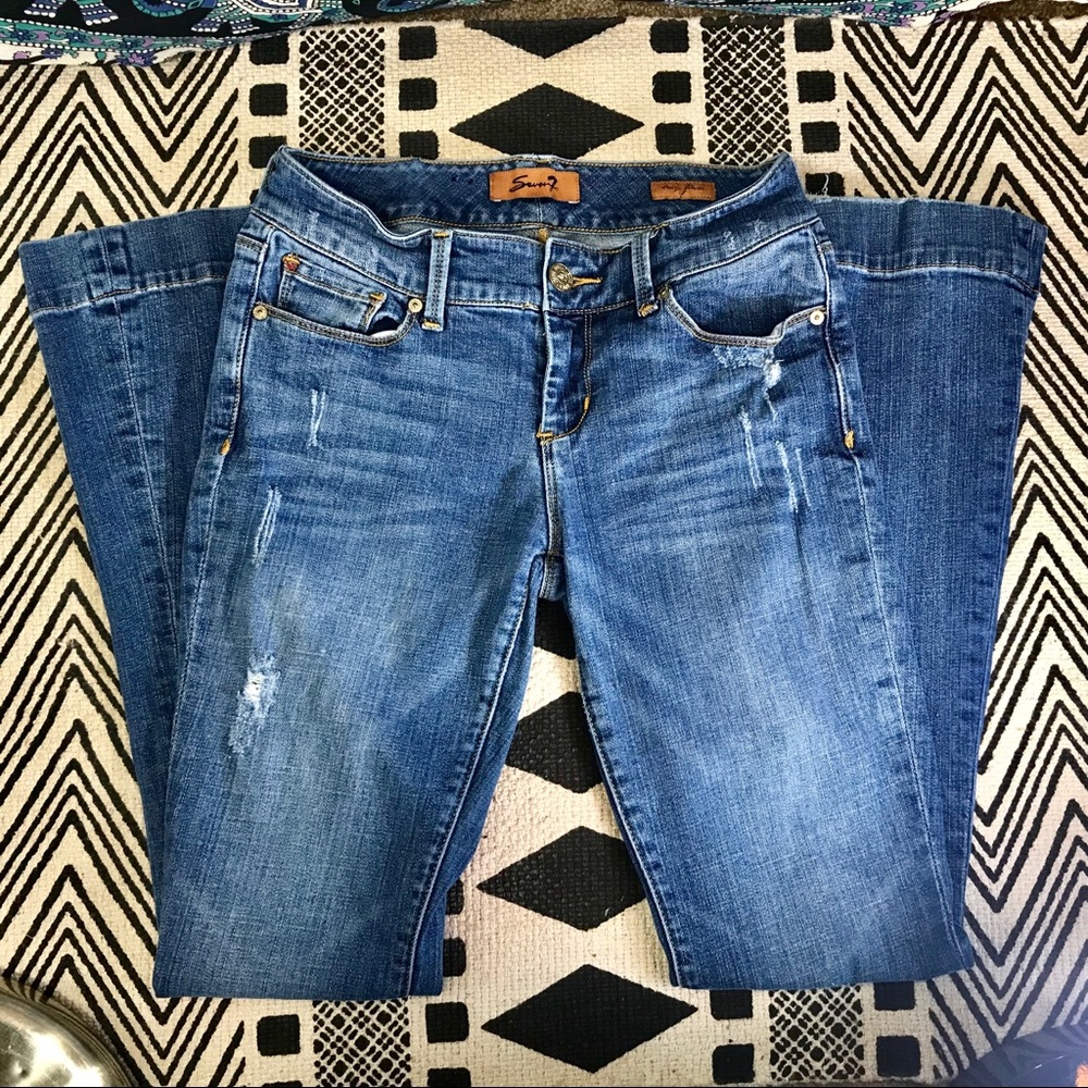 🔥EUC🌈 Seven7 Sexy Flare Distressed Jeans Seven 7